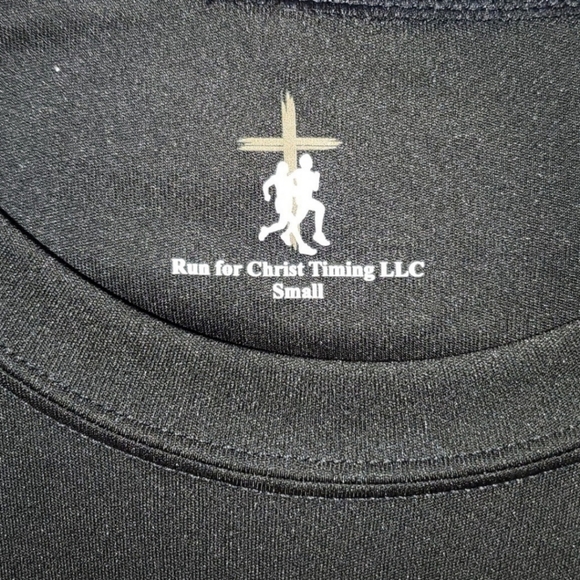 NWOT "Finish the Race"  2 Timothy 4:7 T-Shirt, Black, Dri-Fit Athletic Material - Picture 3 of 5